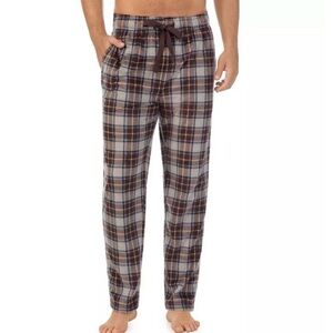 Men’s Cuddl Duds Fleece Pajama Pants Brown Plaid Size Large NWT